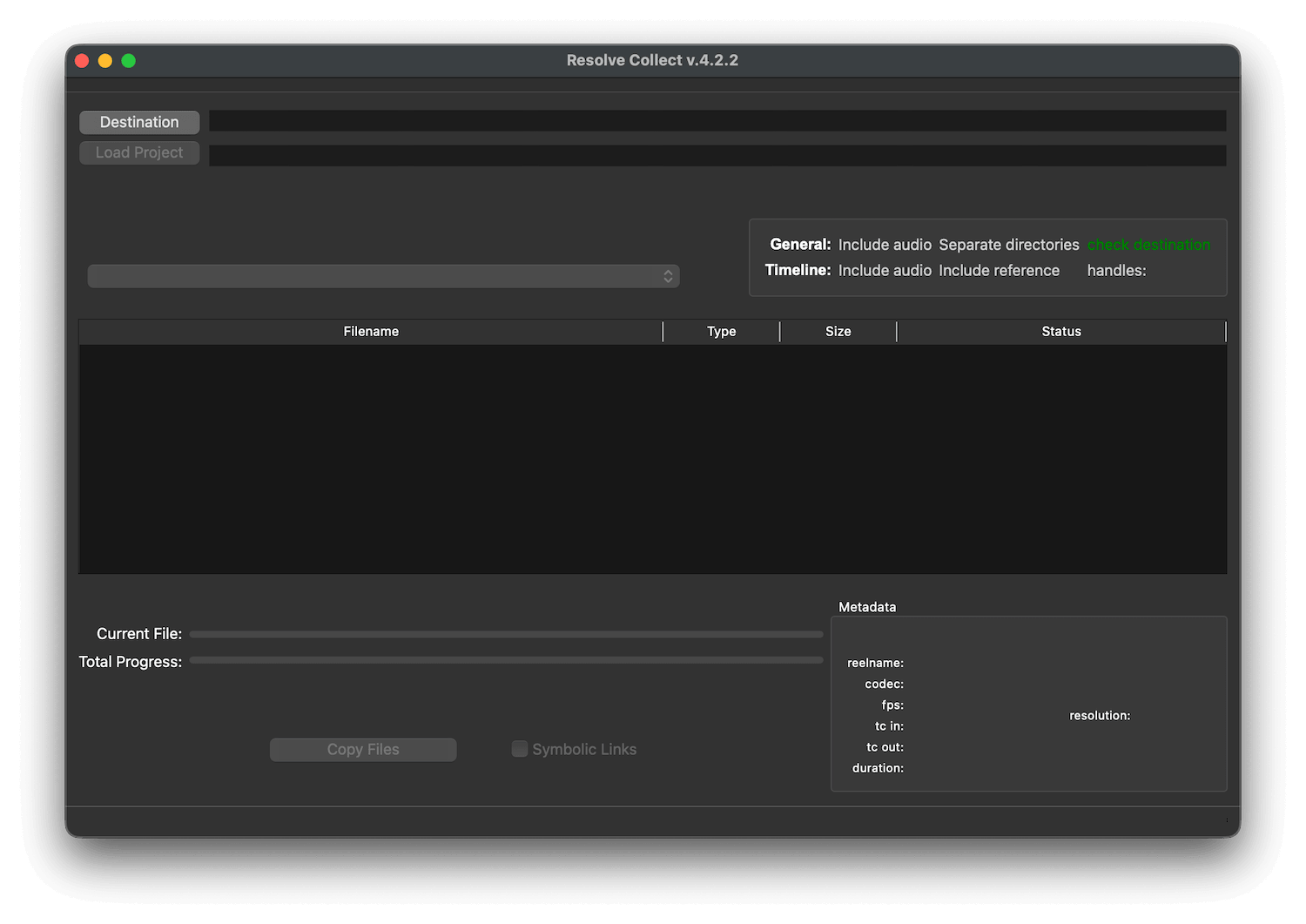 Resolve Collect main window
